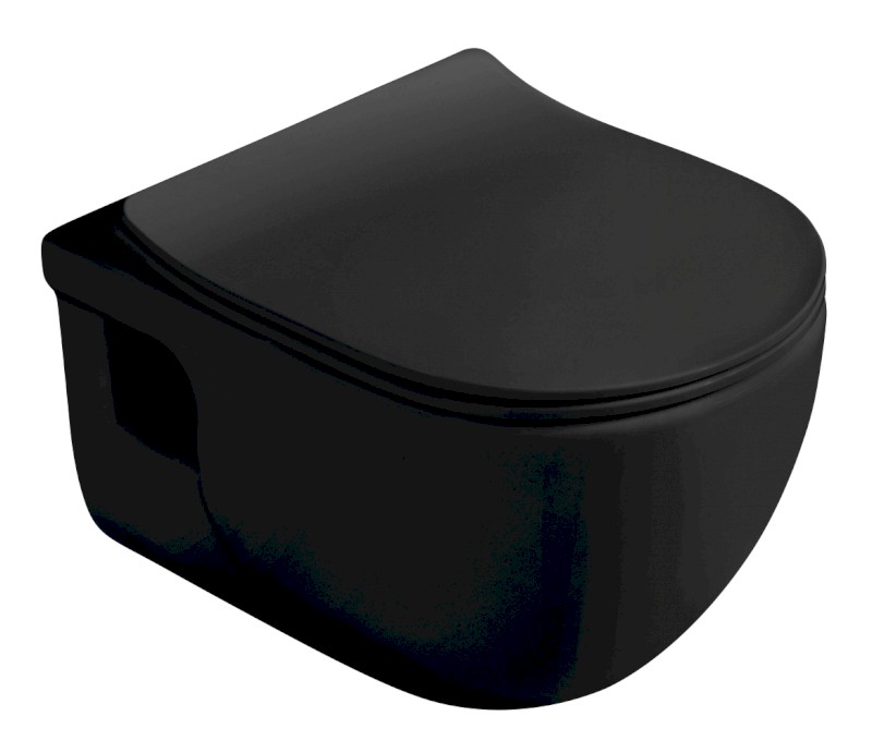 BRILLA závěsná WC mísa, Rimless, 36,5x53cm, černá mat 100614-110