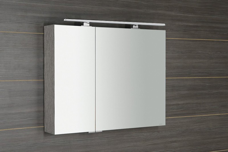 MIRRÓ galerka s LED osvětlením, 90x70x16cm, dub stříbrný MC090-0011