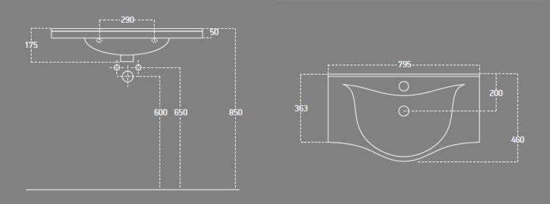 ZARA 80 keramické umyvadlo nábytkové 79,5x46cm, bílá 10080