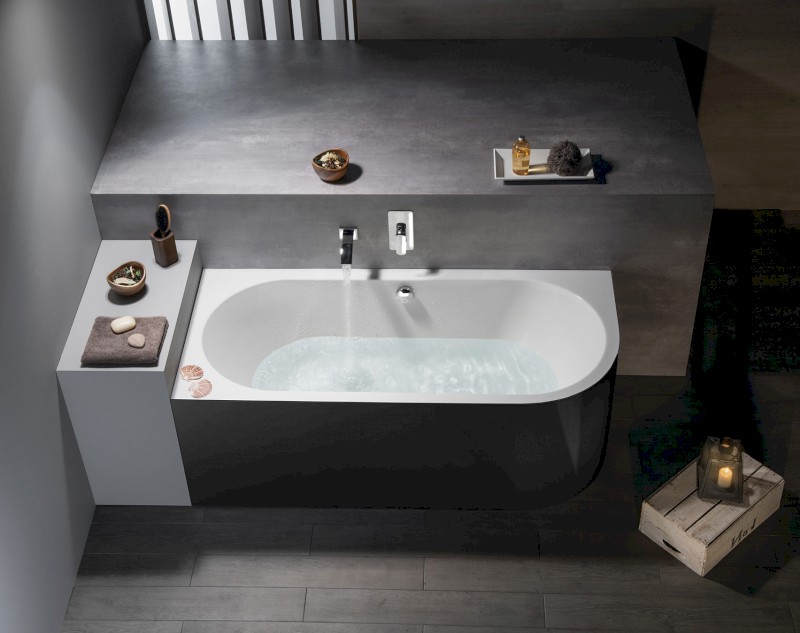 VIVA L MONOLITH asymetrická vana 180x75x60cm, bílá/černá 72099MB