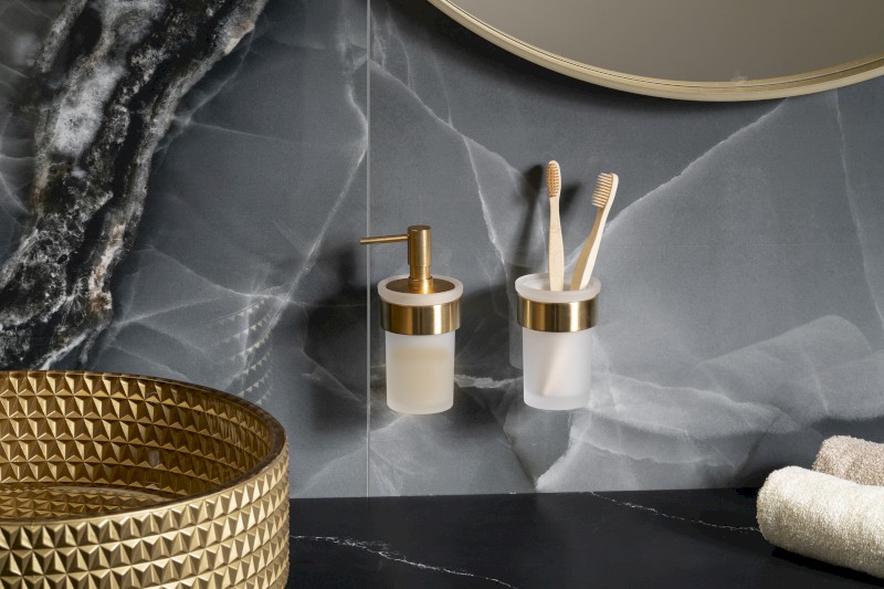 PIRENEI sklenka, mléčné sklo, zlato mat PI1088