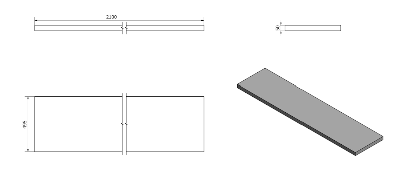 AVICE deska pod umyvadlo 210x50cm, tl.5cm, dub starobílý AV215