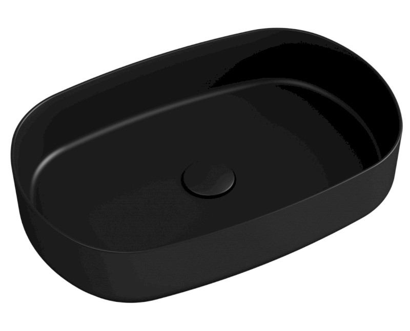 INFINITY OVAL keramické umyvadlo na desku, 55x36cm, černá mat 10NF65055-2N