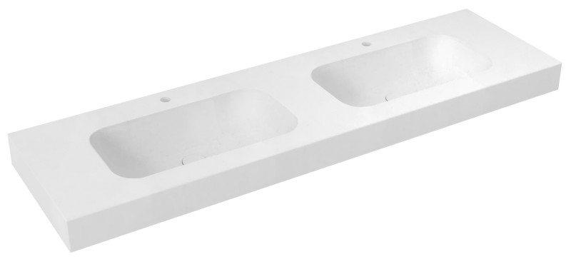 EMICO dvojumyvadlo, Rockstone, 170x50cm, límec L, bílá mat EM170-B2M-L