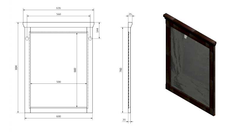 CROSS zrcadlo v dřevěném rámu 60x80cm, buk CR311