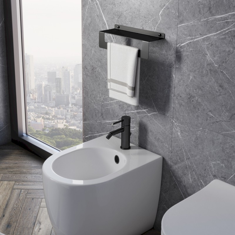 CLEO polička s držákem ručníků 300mm, černá mat 2019143