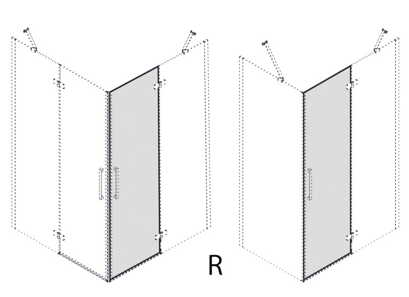 TRINITY otočný díl dveří, sklo čiré, pravé GT2200CR
