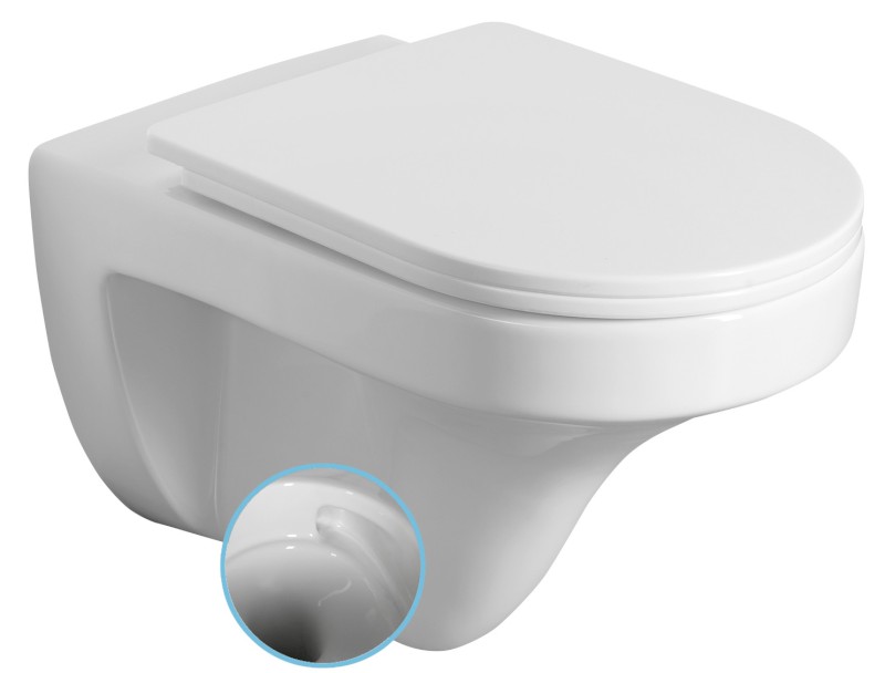 DENICA závěsná WC mísa, Vortex Rimless, 36x52cm, bílá PS8512