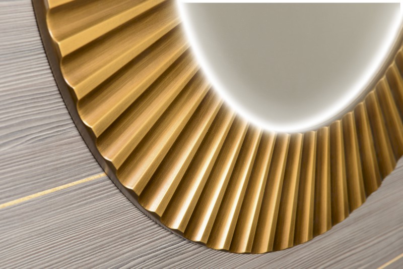 PRIDE STRIP kulaté zrcadlo s LED osvětlením v rámu ø 90cm, bronz PD954