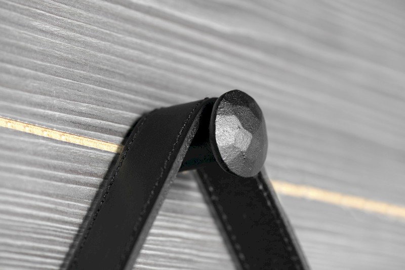 ORBITER kulaté zrcadlo s LED osvětlením ø 60cm, kožený pásek, černá mat ORL060