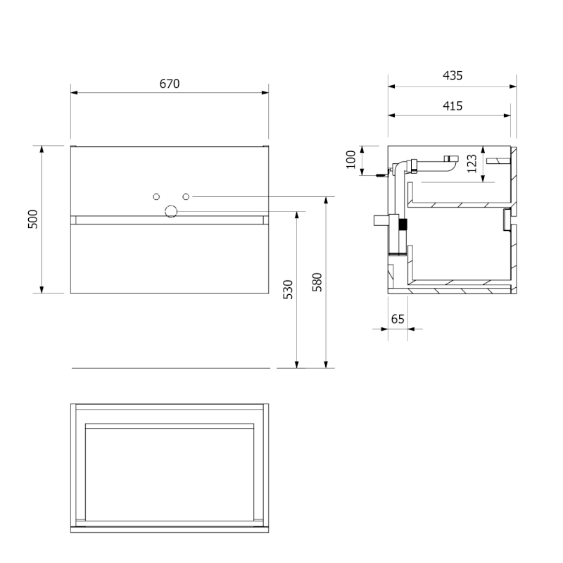 ODETTA umyvadlová skříňka 67x50x43,5cm, dub alabama DT070-2222