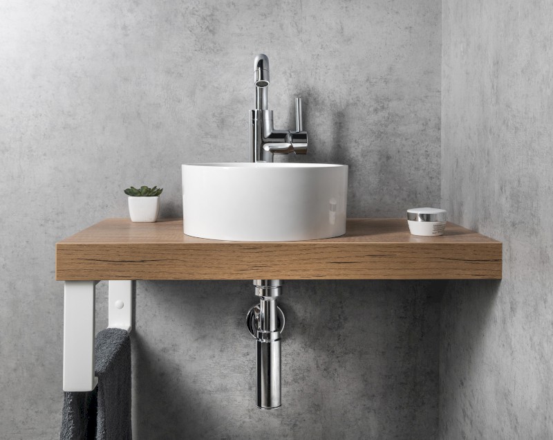 SANNA umývátko na desku, litý mramor, průměr 25cm, bílá SA250