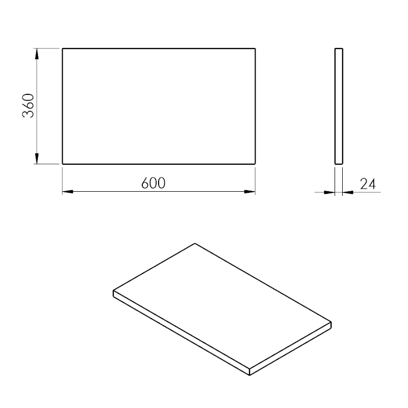 PLATO deska Rockstone 600x24x360mm, bílá mat PL066-0101
