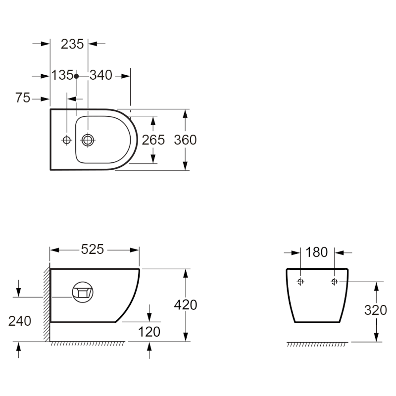 FULDA bidet závěsný, 36x52cm, bílá 201.611.4
