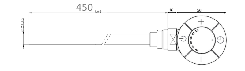 Topná tyč s termostatem, rovný kabel, 500 W, chrom LT67445