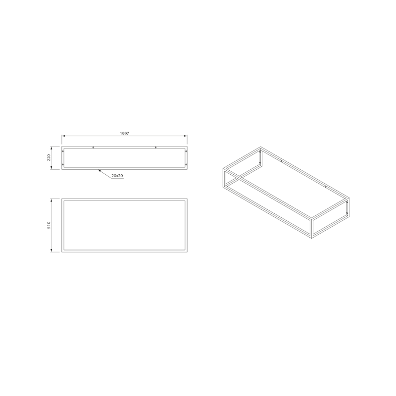 SKA konzole pod umyvadlo/desku 119,7x22x51cm, černá mat SKA820