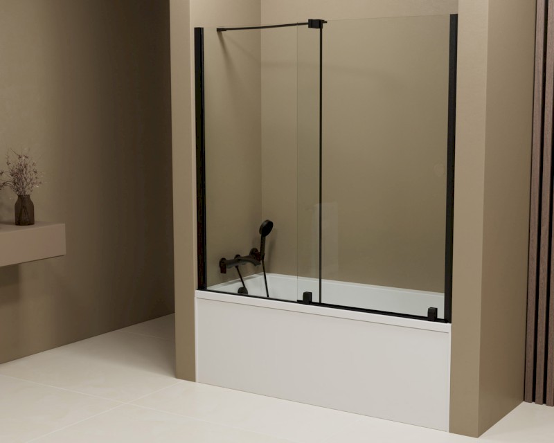 ROLLS BLACK vanová zástěna 1400x1500mm, čiré sklo BS-R140B