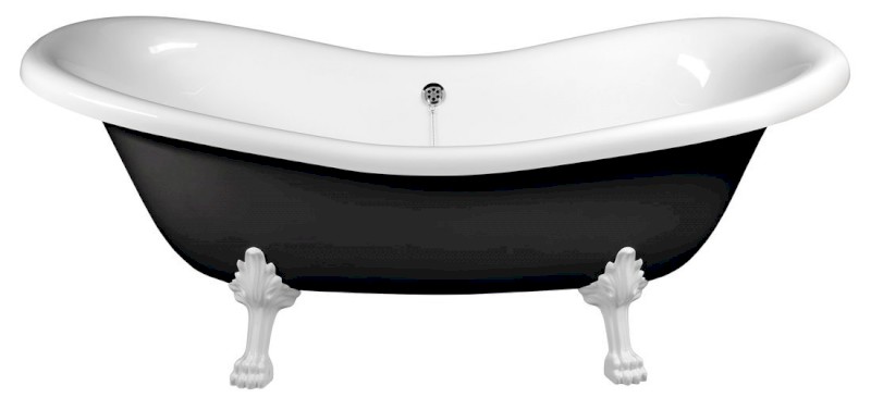 CHARLESTON volně stojící vana 188x83x69cm, nohy bílé, černá/bílá 72959