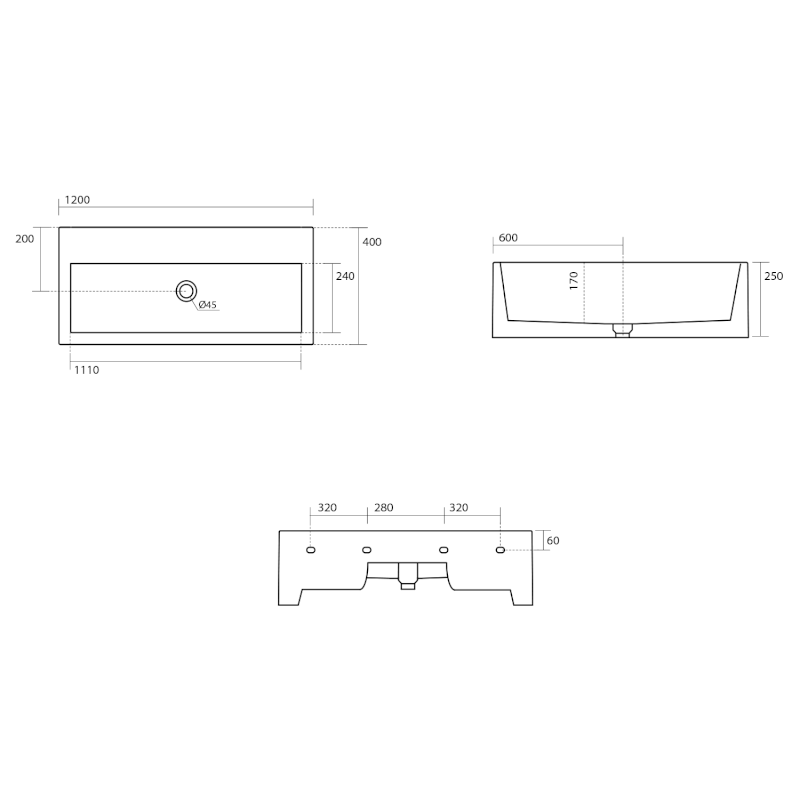 KANAAL keramické umyvadlo 120x40cm, verde mat 574211