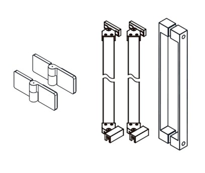 TRINITY komponenty dveří s boční stěnou, zlato mat, pravé GT56RG