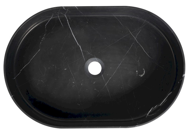BLOK kamenné umyvadlo na desku, 55x37cm, matný černý Marquin 2401-51