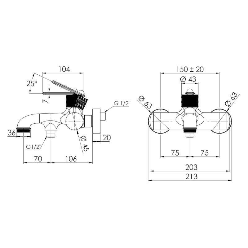 BEBÉ nástěnná vanová baterie, bronz BB010/18