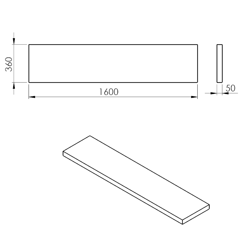 AVICE deska pod umyvadlo 160x36cm, tl.5cm, dub Rover AV1664