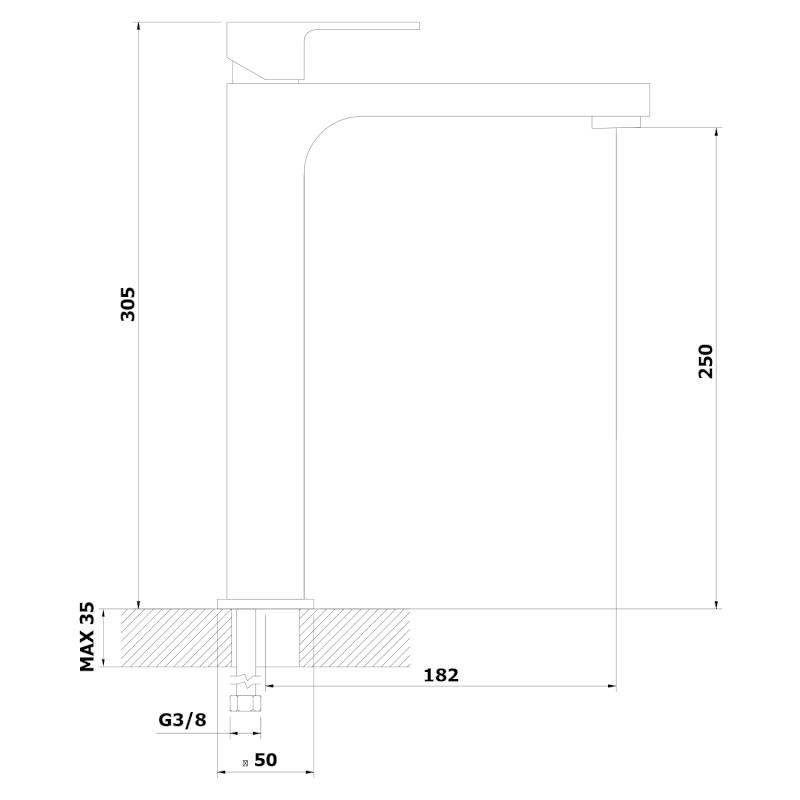 SIEGER stojánková umyvadlová baterie vysoká, prodloužená hubice, chrom 914.006.1