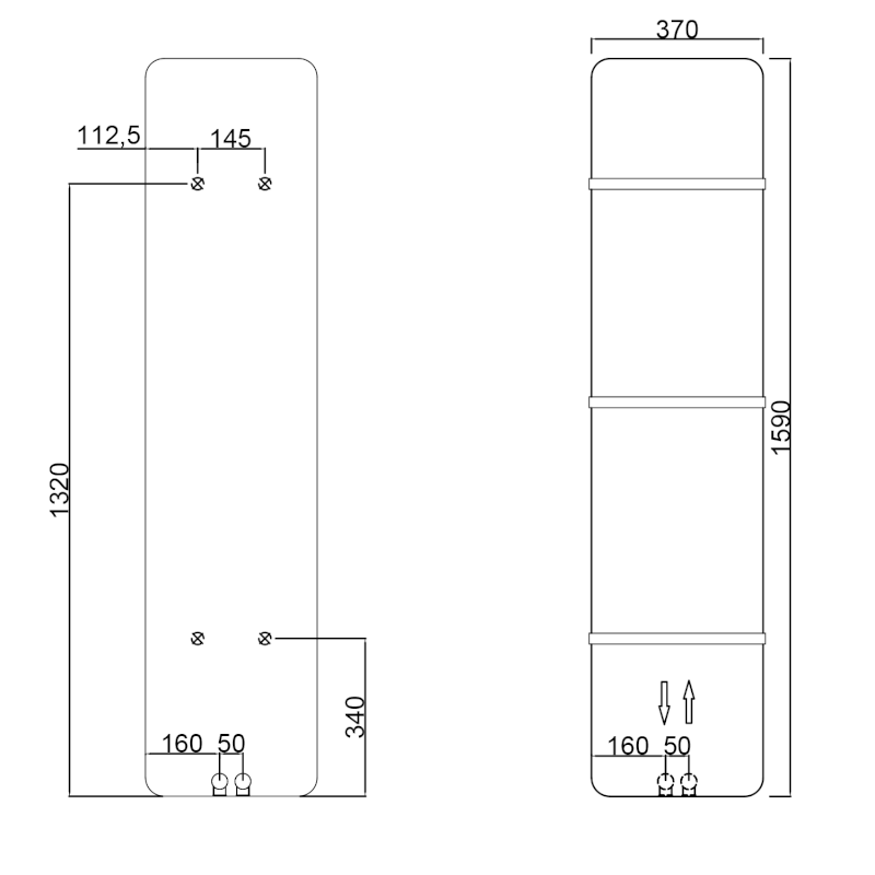 TABELLA otopné těleso 370x1590 mm, černá mat MI1539