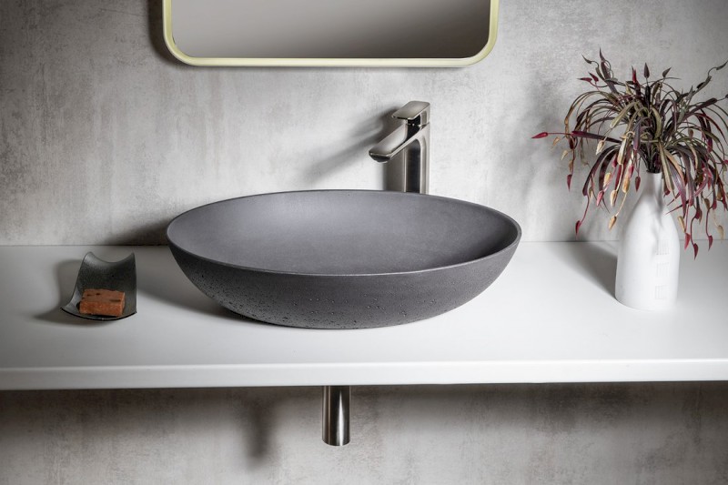 FORMIGO betonové umyvadlo na desku, 60x40cm, antracit mat FG216