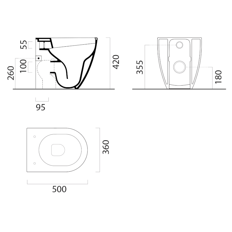 PURA WC mísa stojící, Swirlflush, 36x50cm, spodní/zadní odpad, bílá ExtraGlaze 880411