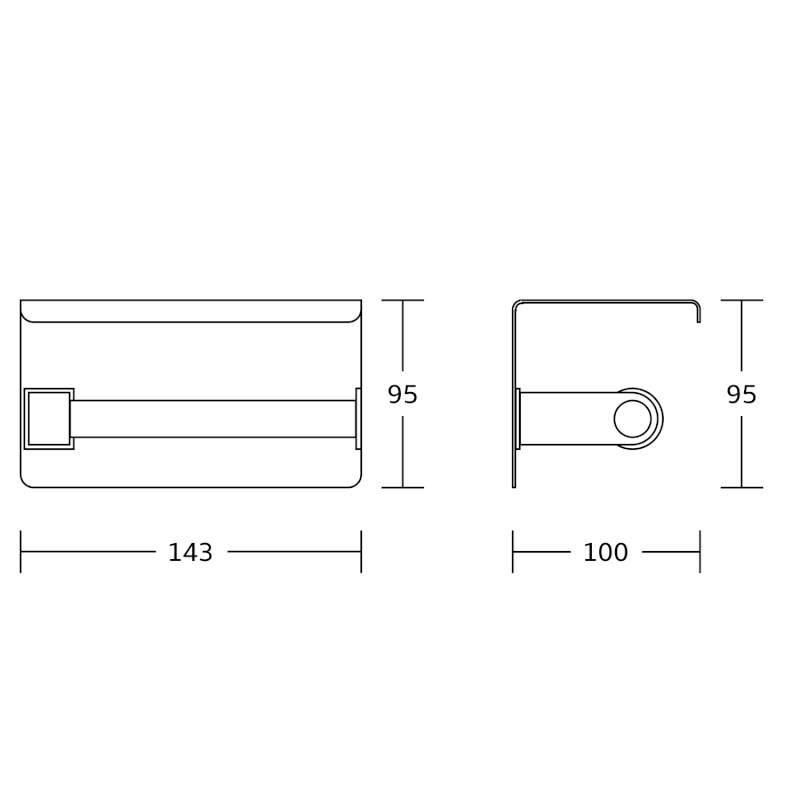 Držák toaletního papíru s poličkou, chrom UN1197C