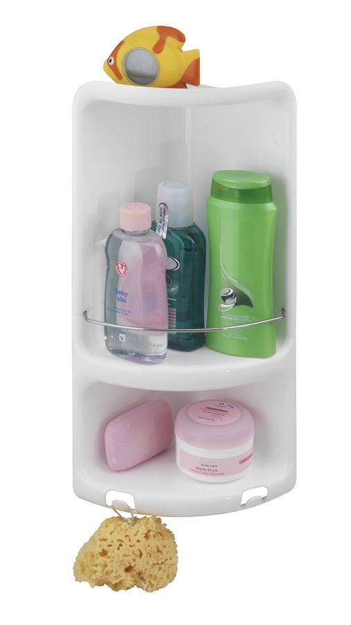 CAESAR dvoupatrová rohová polička do sprchy 226x473x160 mm, ABS plast, bílá 7080