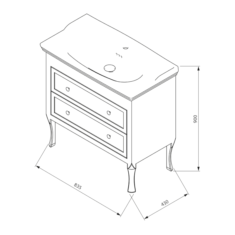 RETRO umyvadlová skříňka 83,5x80x43cm, buk 1630
