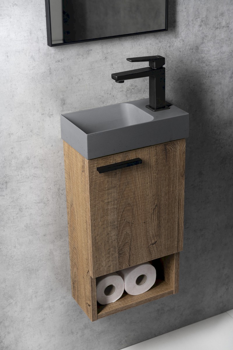 PICCOLINO betonové umývátko 30,8x17cm, baterie vpravo, šedá mat PK30517