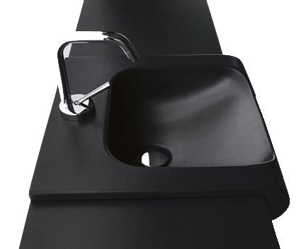 INKA keramické umyvadlo polozápustné, 40x40cm, černá mat 341231