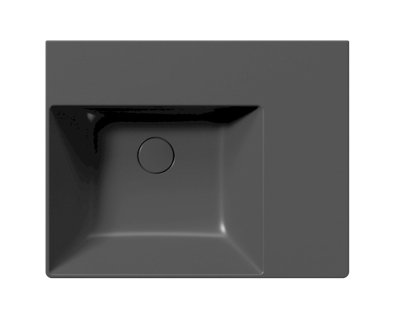 KUBE X keramické umyvadlo 60x47cm, s odkládací plochou vpravo, bez otvoru, černá mat 9438026