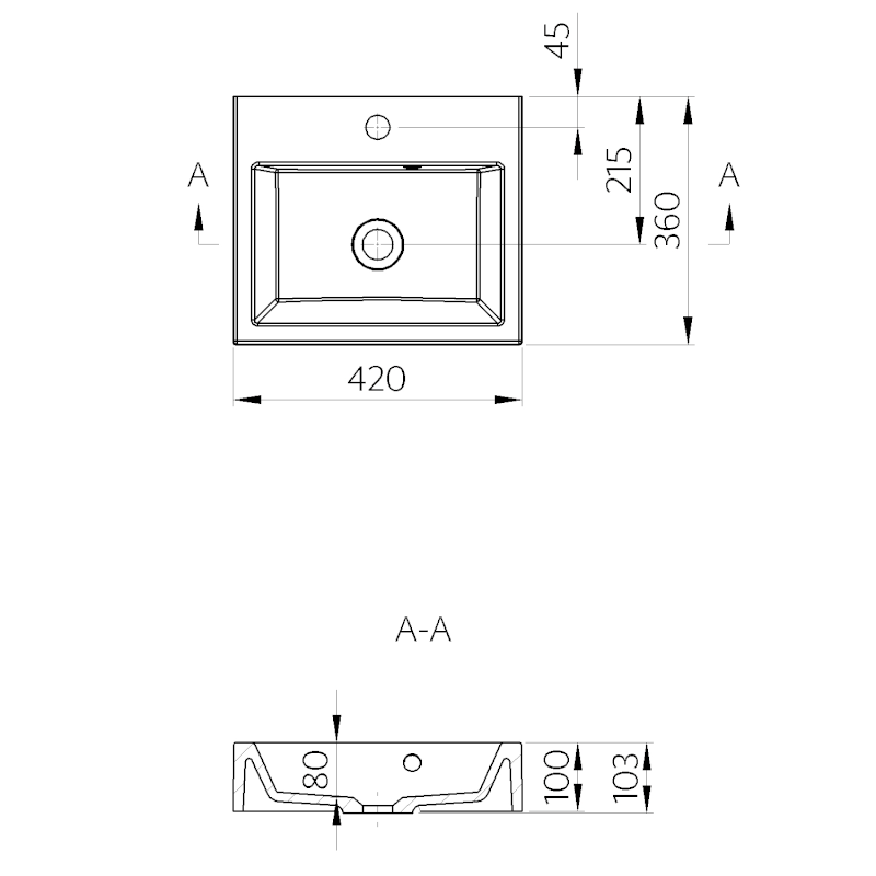 ORINOKO umyvadlo, litý mramor, 42x36cm, bílá OR042