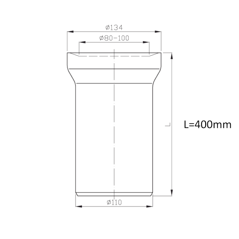 Přímý kus dopojení k WC, délka 400mm, 110mm 159.309.0