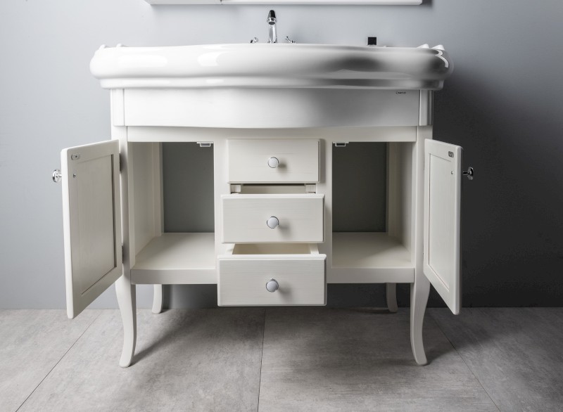 RETRO umyvadlová skříňka 89x80x48cm, starobílá 1621
