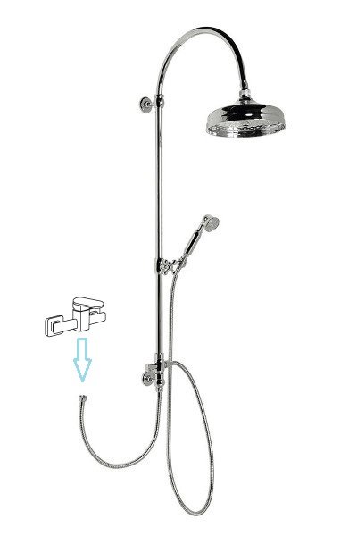 VANITY sprchový sloup k napojení na baterii, hlavová, ruční sprcha, chrom SET061