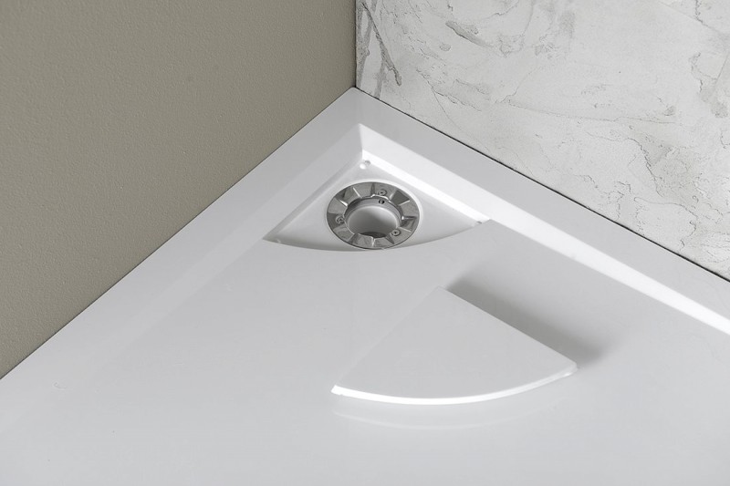 LUSSA sprchová vanička z litého mramoru se záklopem, čtvrtkruh 90x90cm, R550 71602