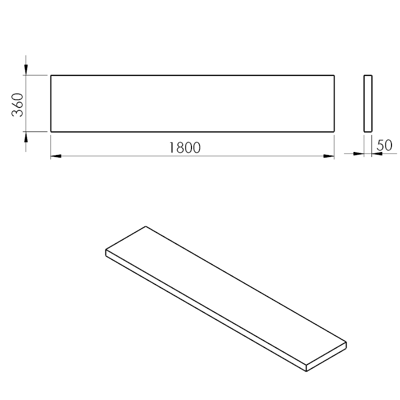 AVICE deska pod umyvadlo 180x36cm, tl.5cm, cement AV1867