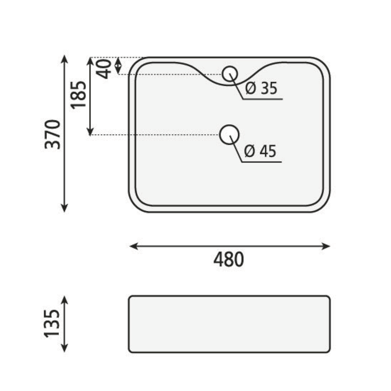 BALENA keramické umyvadlo na desku 48x37cm, bílá BH7013