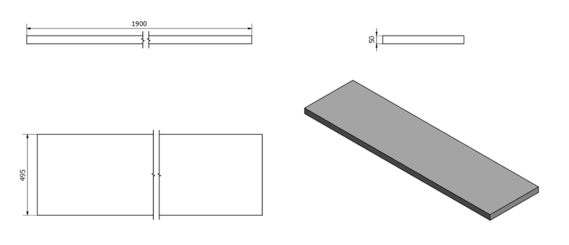AVICE deska pod umyvadlo 190x50cm, tl.5cm, dub Rover AV194