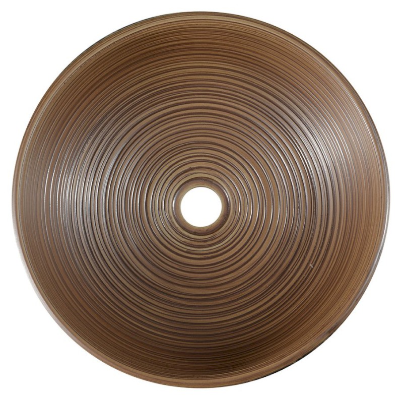 PRIORI keramické umyvadlo na desku, Ø 41 cm, hnědá s modrým vzorem PI023