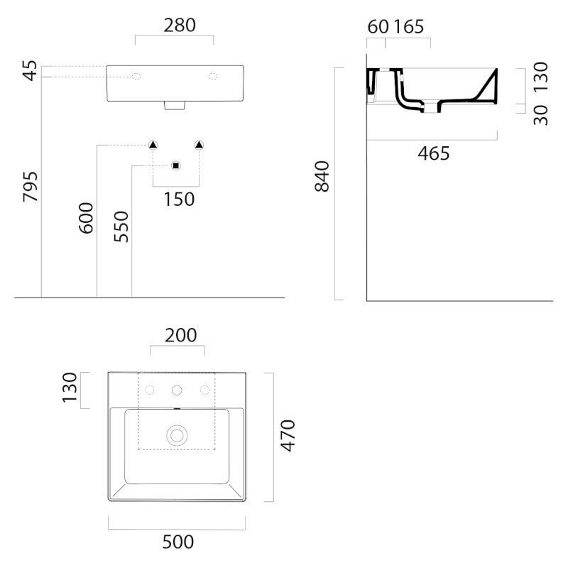 KUBE X keramické umyvadlo 50x47cm, bílá mat 9430109