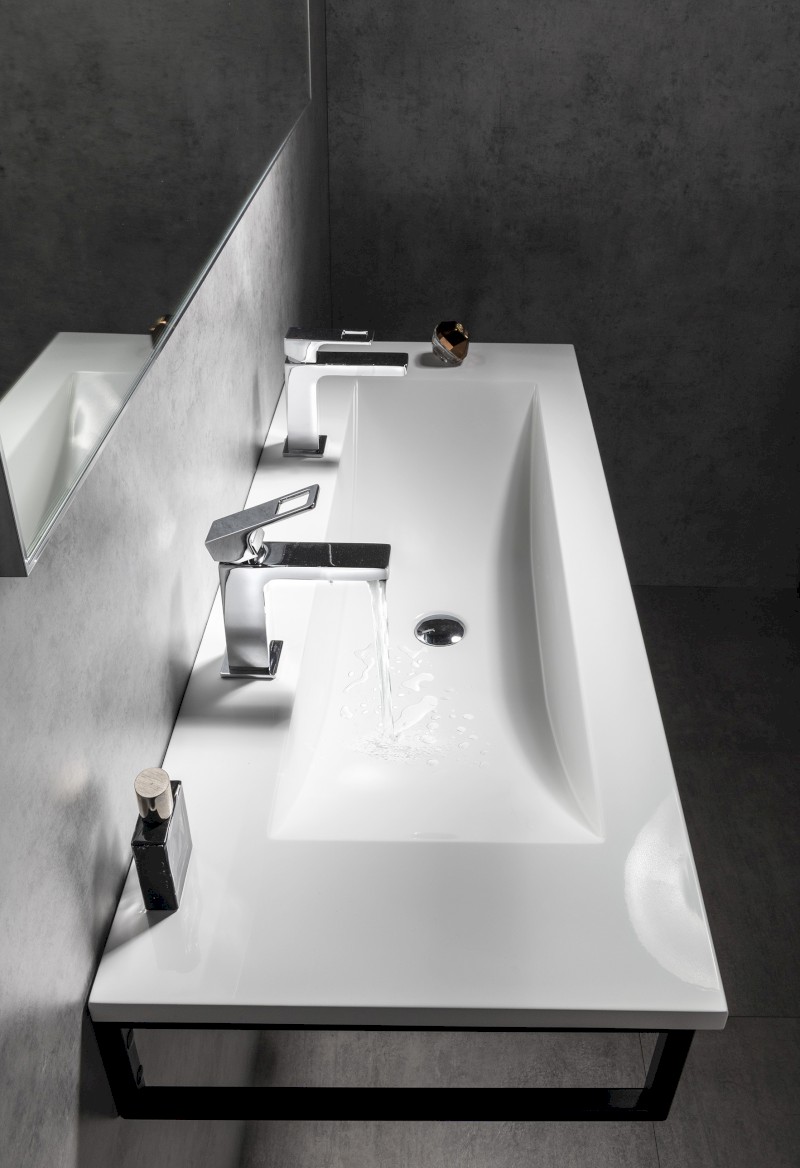 YUKON dvojumyvadlo, litý mramor, 120x45cm, bílá YU122