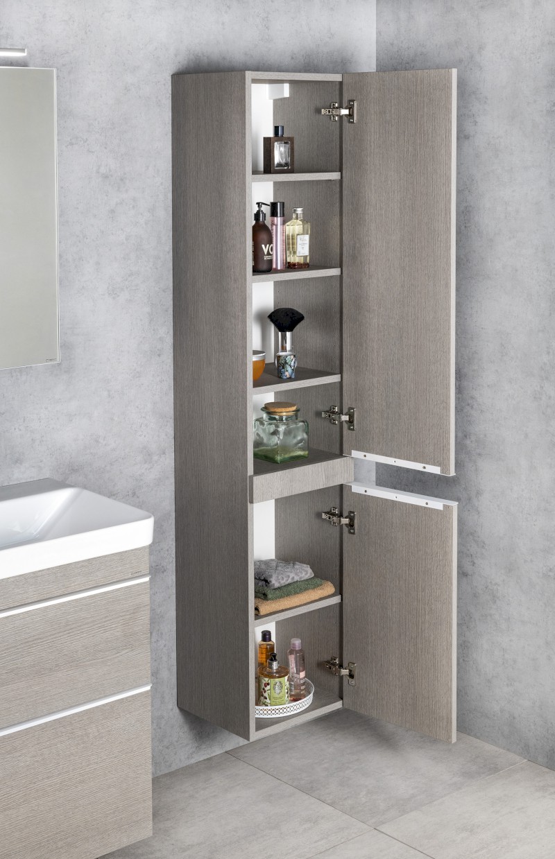 SITIA skříňka vysoká 35x172x32cm, 2x dvířka, levá/pravá, dub stříbrný SI230-1111