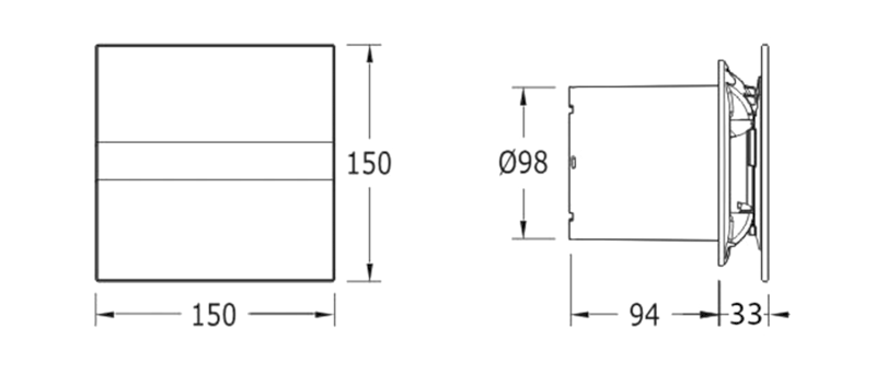 E-100 GS koupelnový ventilátor axiální, 8W, potrubí 100mm, stříbrná 00900400